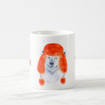 Cute Polar Beer Cub in Red Winter Pet Kerstmis