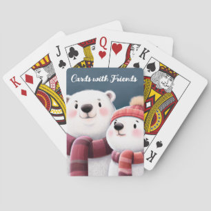 Cute Polar Beer Cubs die handschoenen dragen Pokerkaarten