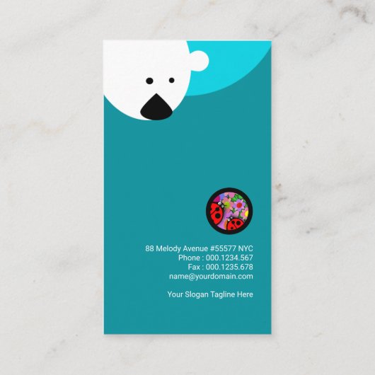 Cute Polar Beer die uit Tongue Babysit tikt Visitekaartje (Achterkant)