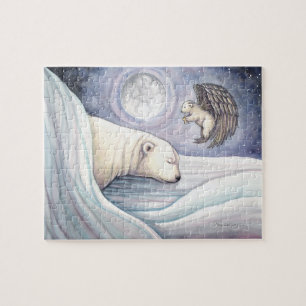 Cute Polar Beer en Angel Cub Puzzle Legpuzzel