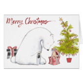 Cute Polar Beer en Gift Rabbit Kerstmis Kaart (Voorkant Horizontaal)