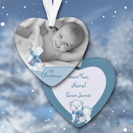 Cute Polar Beer First kerstfoto Template Ornament