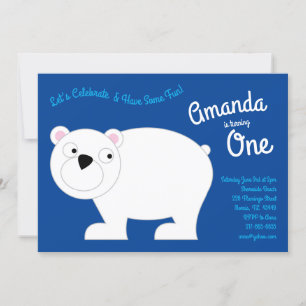 Cute Polar Beer Kinder 1e verjaardag Uitnodiging