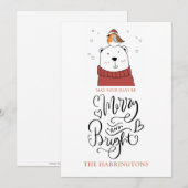 Cute Polar Beer Merry en Bright Kerstmis Feestdagenkaart (Voorkant / Achterkant)