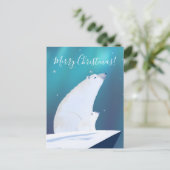 Cute Polar Beer Merry Kerstry  Briefkaart (Staand voorkant)