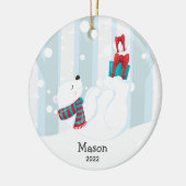 Cute Polar Beer Persoonlijk kerstversiering Keramisch Ornament (Links)