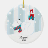 Cute Polar Beer Persoonlijk kerstversiering Keramisch Ornament (Achterkant)