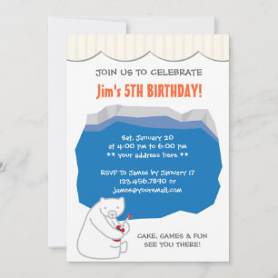 Cute Polar Beer Ukulele Birthday Party Invitation Kaart