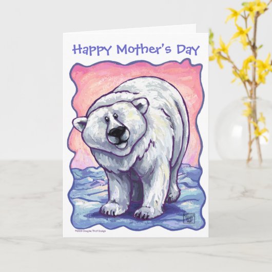 Cute Polar Beer voor mam Kaart (Gele Bloem)