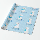 Cute Polar Beer Winter Baby Boy Blue Cadeaupapier (Uitgerold)