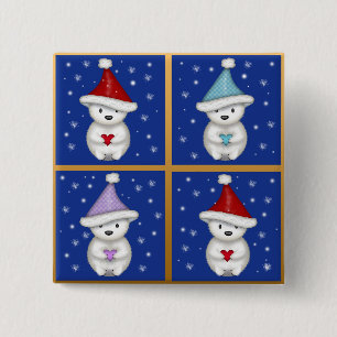 Cute Polar Beren Design Vierkante Button 5,1 Cm