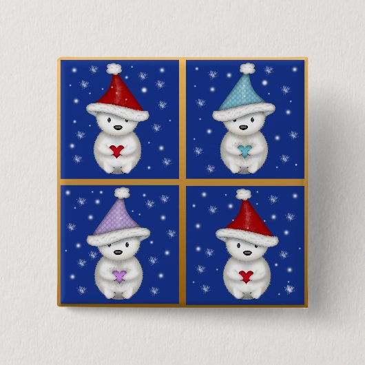 Cute Polar Beren Design Vierkante Button 5,1 Cm (Voorkant)