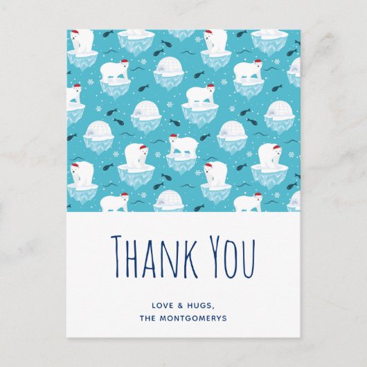 Cute Polar beren in Santa Hats Kerstmis Dank u Briefkaart (Voorkant)