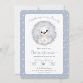 Cute Polar Ours Winter Boy Baby shower Invitation (Devant)
