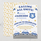 Cute Police Invitation for Birthday Officer Patrol (Devant / Derrière)