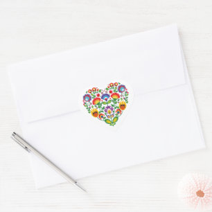 💗 Cute polish Folk Wycinanki Hart Sticker
