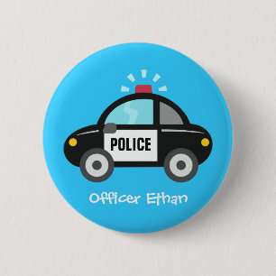 Cute politiewagen met sirene voor kinderen ronde button 5,7 cm