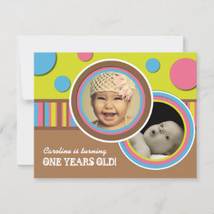 Cute Polk a Dot Birthday Party Invitation Kaart