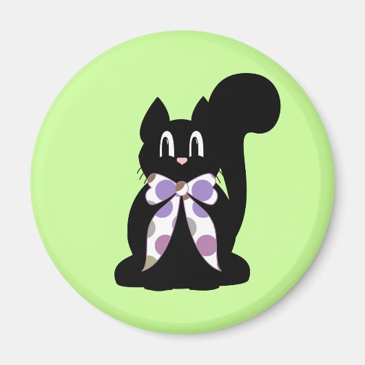 Cute Polka Dot Black Kitty Aimant Chat (Devant)