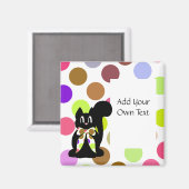 Cute Polka Dot Black Kitty Chat Aimant Personnalis (Recto/Verso)