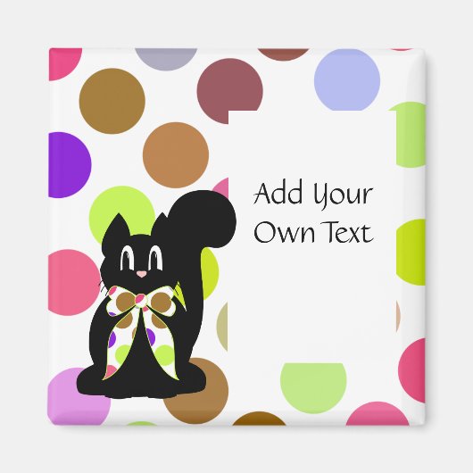 Cute Polka Dot Black Kitty Chat Aimant Personnalis (Devant)