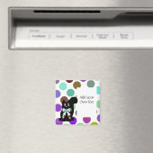 Cute Polka Dot Black Kitty Chat Aimant Personnalis (In Situ (Lave-vaisselle))