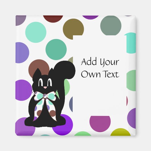Cute Polka Dot Black Kitty Chat Aimant Personnalis (Devant)