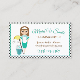 Cute Polka Dot Cleaning Maid Housecleaning Service Visitekaartje