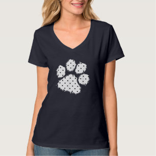 Cute Polka Dot Dog Paw Print White Black Splash Pe T-shirt