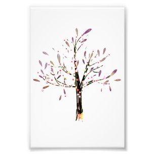 Cute Polka Dot Lavender Leaf Tree Foto Afdruk