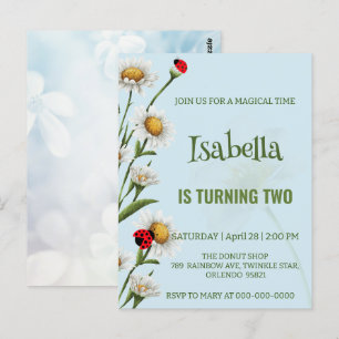 Cute Polka dot Lieveboerke Blauwe Daisy Kids Verja Briefkaart