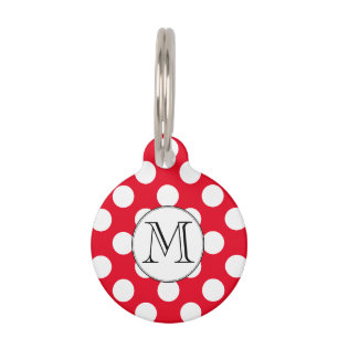 Cute Polka Dot Monogram Aangepast Kies Elke kleur Huisdierpenning