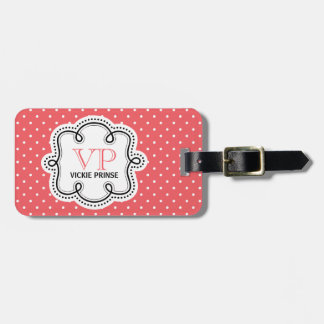 Cute Polka Dot Pattern Personalized Girly Bagagelabel