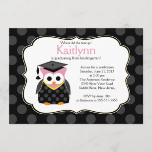 Cute Polka dots Afstudeerder Owl Girl Afstuderen Kaart