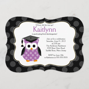 Cute Polka Dots Afstudeerder Owl Girls Afstuderen Kaart