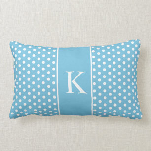 Cute Polka Dots Monogram   Aqua Blue Kussen