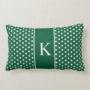 Cute Polka Dots Monogram Hunter Green Kussen