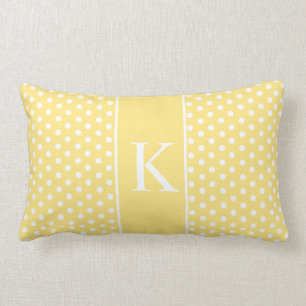 Cute Polka Dots Monogram   Lichtgeel Kussen