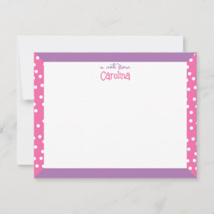 Cute Polka Dots roze Paarse Lijst Girly Stationery Notitiekaartje