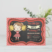 Cute Pom-pom girl Fille Anniversaire Invitation (Debout devant)