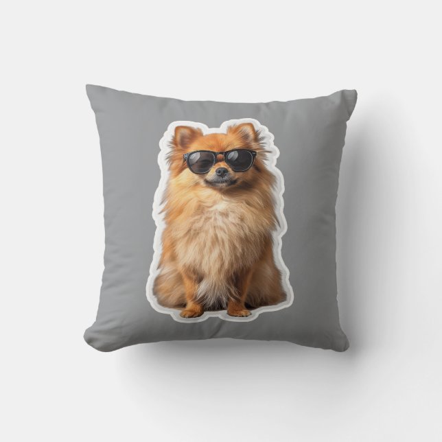 Cute Pomeranian Dog Funny Animals with Sunglasses Kussen (Voorkant)