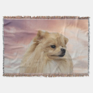 Cute Pomeranian hond watercolor olieverfschilderin Deken
