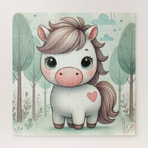 Cute Pony in a Whimsical Forest Jigsaw Puzzle