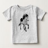 Cute Pony in motion, black and white  (Voorkant)