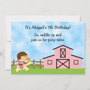 Cute Pony Rides Invitation d'anniversaire pour les