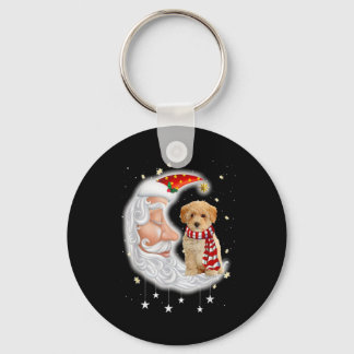 Cute Poochon met kerstcadeau Hondenliefhebber met  Sleutelhanger