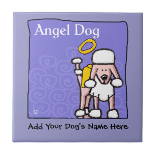 Cute Poodle Angel Dog Memorial Tegeltje