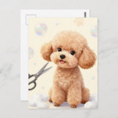 Cute Poodle Grooming Bubbles Scissors Briefkaart (Voorkant / Achterkant)