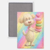 Cute Poodle Macaron Magnet – Rainbow Pastel Dog Magneet (Voorkant / Achterkant)