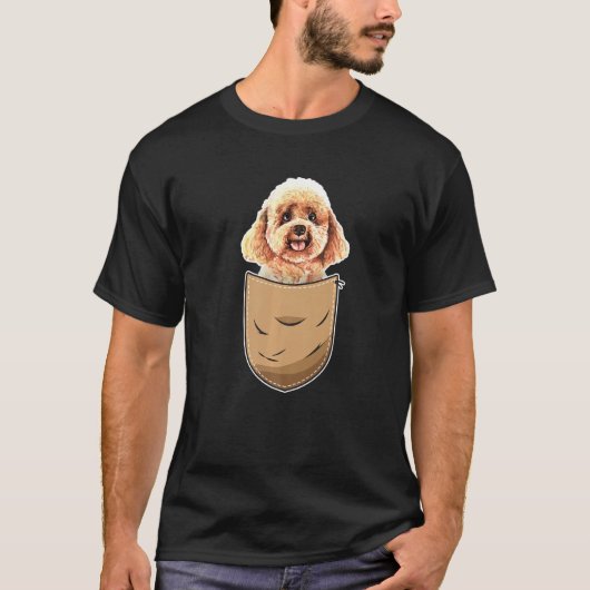 Cute Poodle Pudelhund Caniche Dog and Pocket Owner T-shirt (Voorkant)